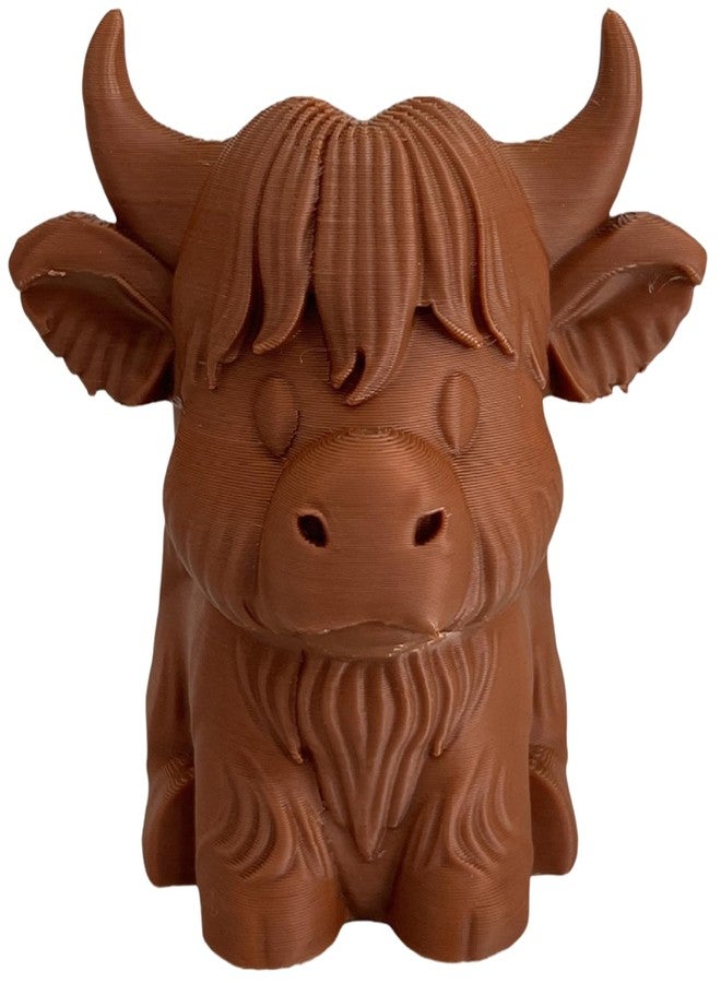 Tizee Highland Cow Pen Holder & Pencil Organizer - Adorable 3D Printed Desk Decor for Home, Office, and Classroom (Brown) - Image 1