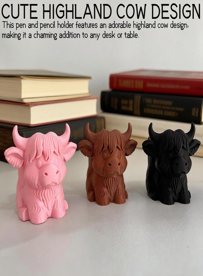 Tizee Highland Cow Pen Holder & Pencil Organizer - Adorable 3D Printed Desk Decor for Home, Office, and Classroom (Brown) - Image 4