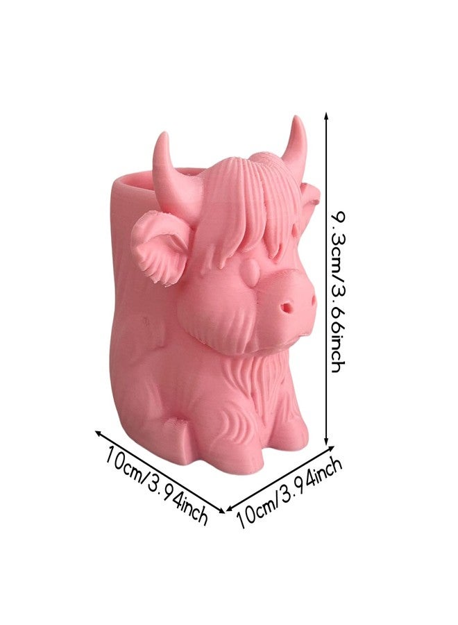 Tizee Highland Cow Pen Holder & Pencil Organizer - Adorable 3D Printed Desk Decor for Home, Office, and Classroom (Brown) - Image 5