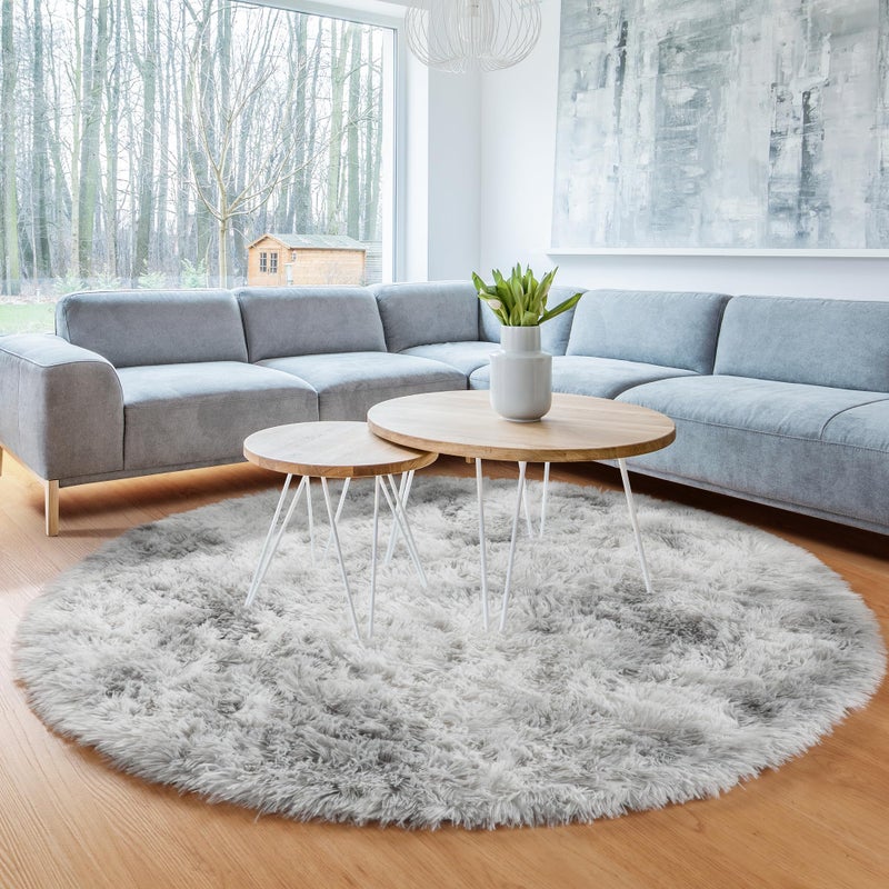 ONASAR Tie-Dyed Light Grey Round Area Rug 6ft  Ultra Soft Bedroom Circle Rugs for Kids Girls Teen Room  Fluffy Plush Shaggy Carpet Floor Mats for Baby Nursery Living Room Playroom Home Decor - Image 4