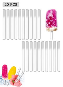 20 Pcs Acrylic Sticks, Reusable Ice Cream Sticks, Ice Cream Cakesicle Mold for DIY Crafts (Transparent)