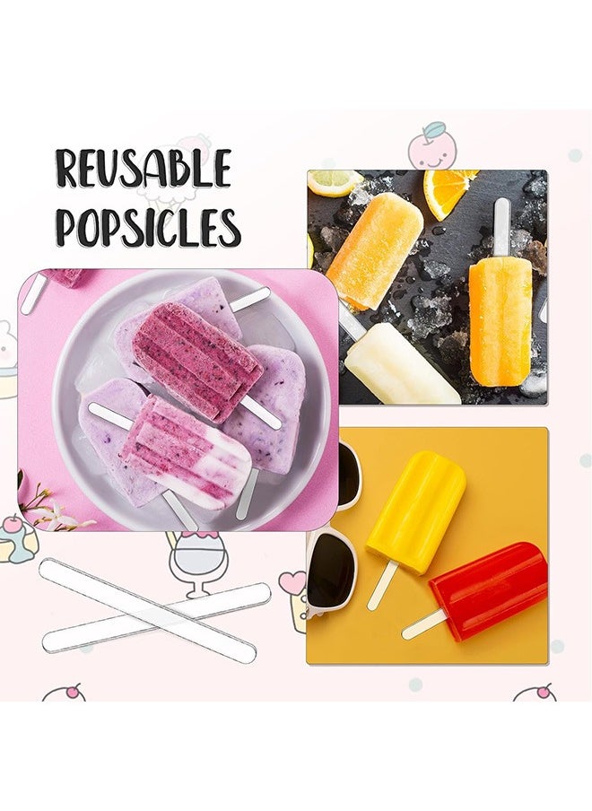 Zoreya - 20 Pcs Acrylic Sticks, Reusable Ice Cream Sticks, Ice Cream Cakesicle Mold for DIY Crafts (Transparent) - Image 1