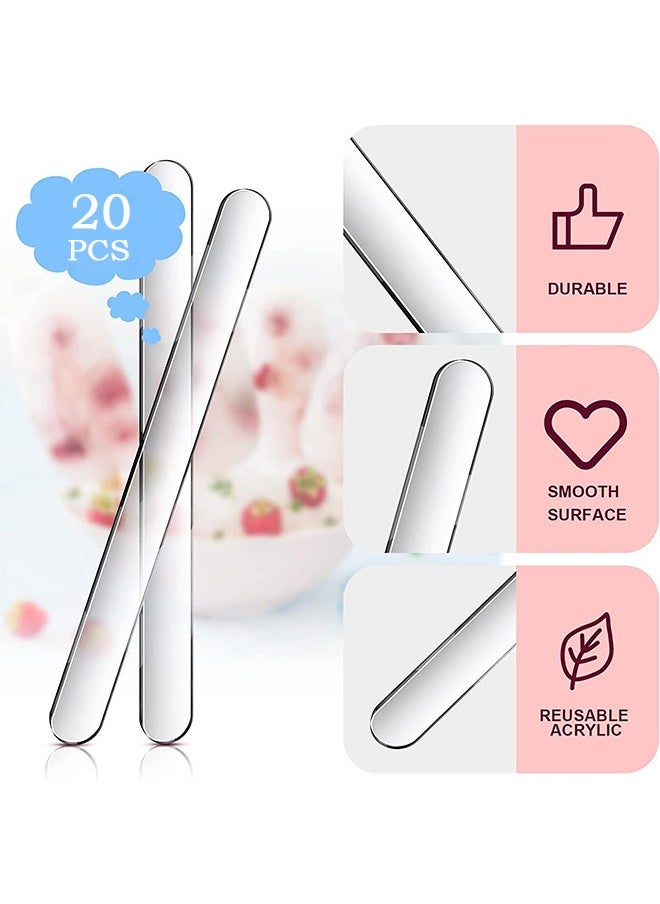 Zoreya - 20 Pcs Acrylic Sticks, Reusable Ice Cream Sticks, Ice Cream Cakesicle Mold for DIY Crafts (Transparent) - Image 1