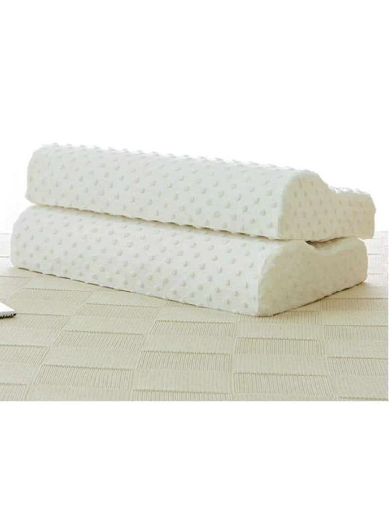 Cervical Orthopedic Memory Foam Pillow Standard Size Neck & Back Support Pillow for Sleeping with Removable Zipper Cover (23” L x 13.8” W x 4” H | Color: White | 2pcs Set - Image 4