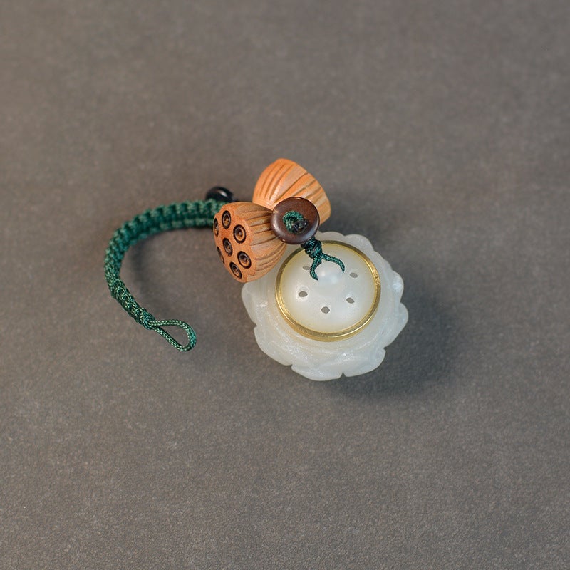 Luminous Hollow Fragrance Sachet Pixiu Phone Chain Retro Green Tan Pendant 9. Luminous Stone Lotus (Keychain) Fragrant Pills