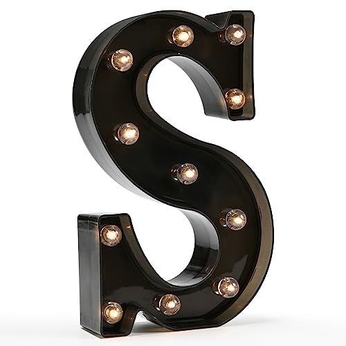 OYCBUZO Light Up Black Alphabet Marquee Letters Sign LED Marquee Number Lights Sign for Night Light Home Bar Christmas Lamp Birthday Party Wedding Decoration S - Image 1