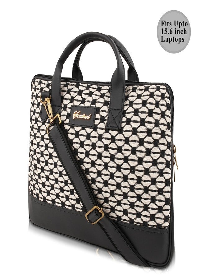 SENTINEL Black Dot Net Pattern Women Laptop Bag/ 15.6 inches women laptop bags/Laptop Sleeve for Women/Women Laptop bags/Laptop Cover for Women/Laptop Bags - Image 2