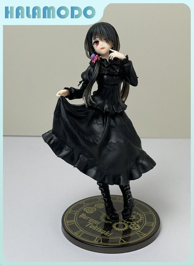 HALAMODO Date A Live Super - exquisite Anime Figurine of Kurumi Tokisaki in a Black Dress with a Sweet - cool Style, a Preferred Choice for Placement on Desktops and Car Dashboards - Image 1