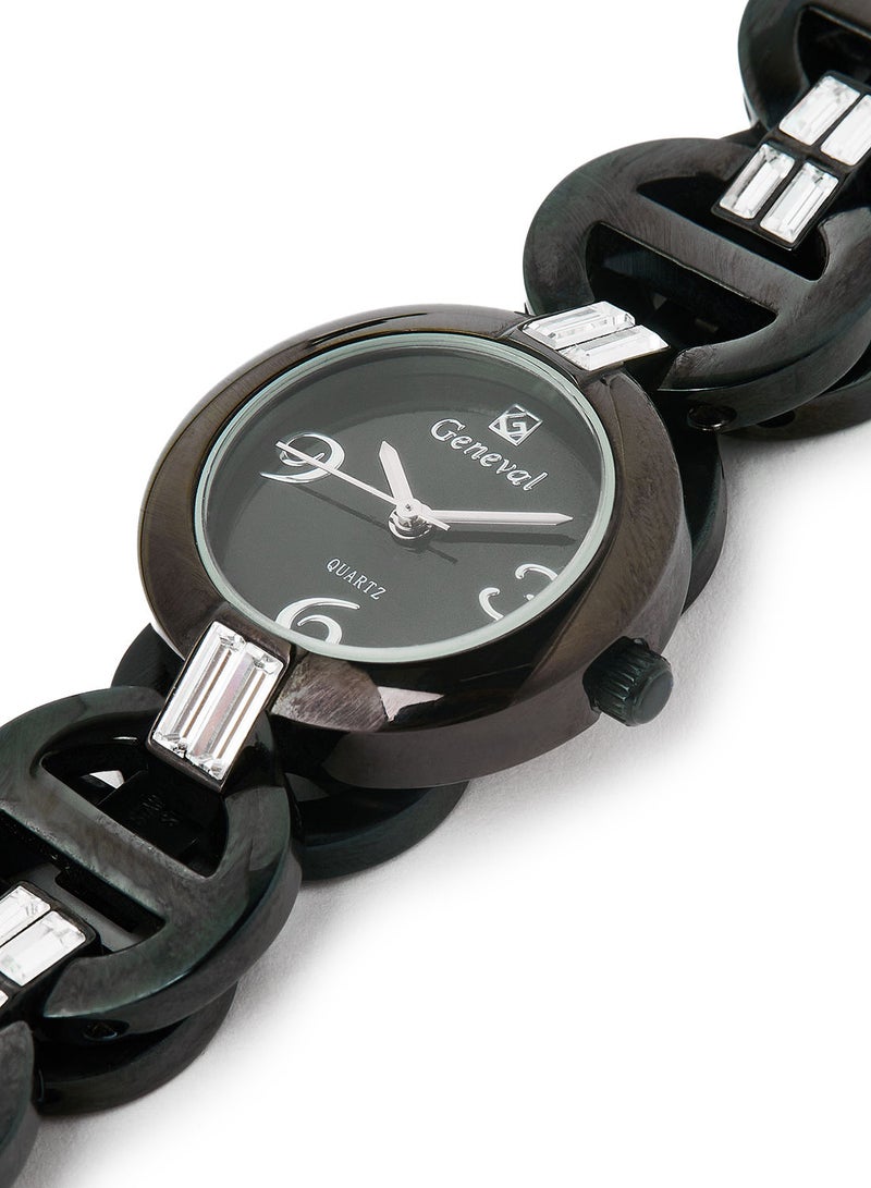 Geneval of Switzerland Metal Analog Wrist Watch GBS112BB - 26mm - Black - Image 2