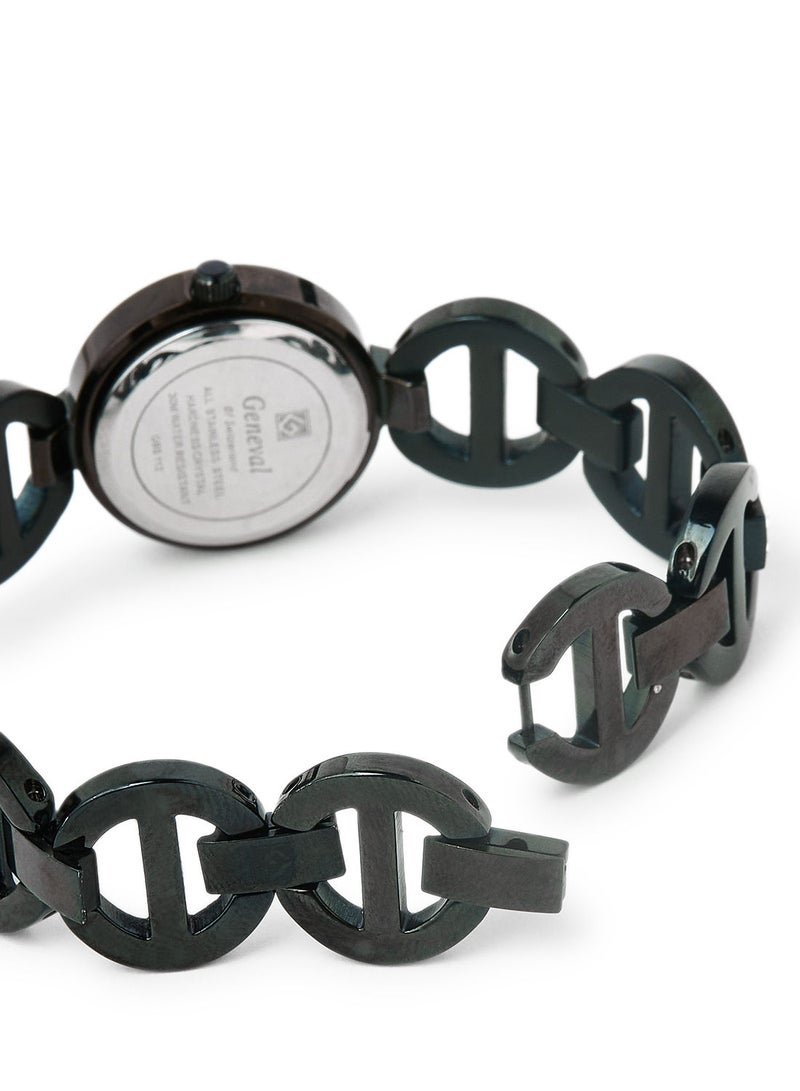 Geneval of Switzerland Metal Analog Wrist Watch GBS112BB - 26mm - Black - Image 4