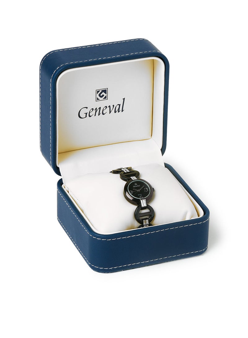 Geneval of Switzerland Metal Analog Wrist Watch GBS112BB - 26mm - Black - Image 5