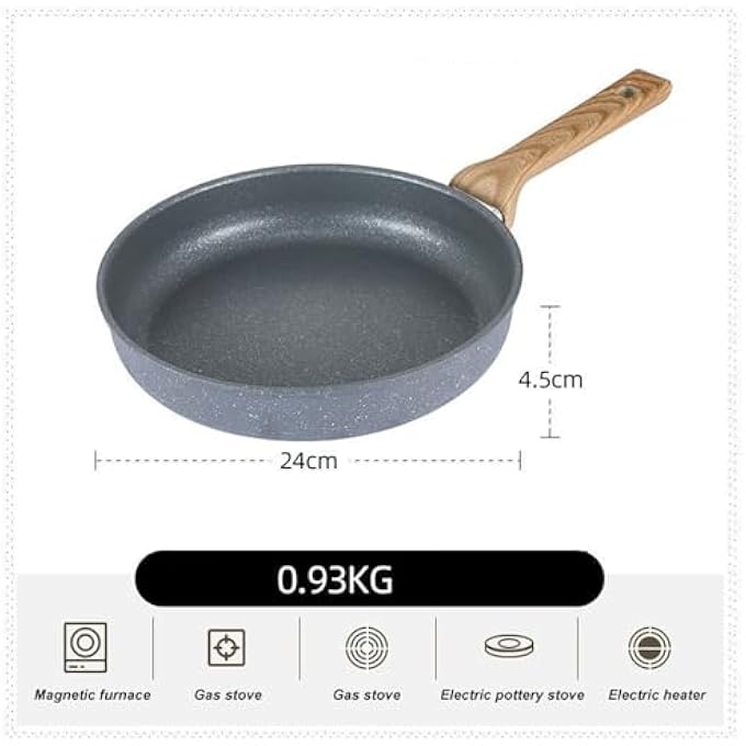 ريحني مقلاة سيراميك غير لاصقة، مقلاة أومليت بمقبض مقاوم للحرارة، خالية من مادة Pfas، سوداء، 85 بوصة، 22 سم - Image 3