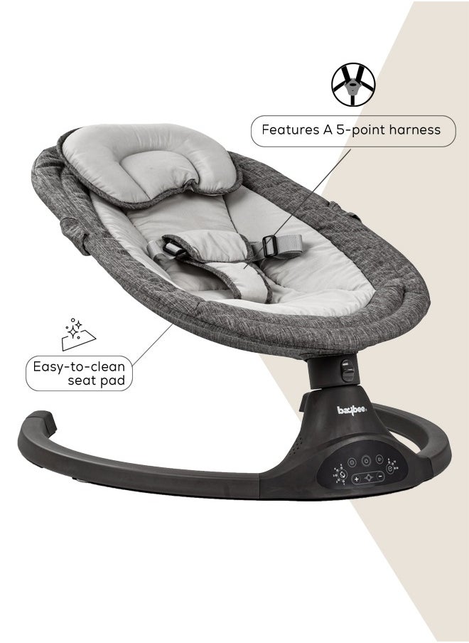 Premium Remote Automatic Electric Baby Swing Chair Cradle  With 5 Adjustable Swing Speed, Soothing Vibrations, Music, Mosquito Net, Safety Belt And Toys, Dark Grey - pzsku/ZE6143FDED286C1CD8DCAZ/45/_/1702724157/7ef843a9-4f93-4e6d-921c-eb42d6ef919d