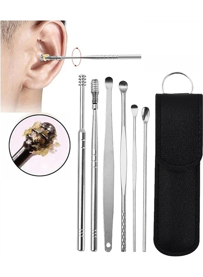 Generic Ear Wax Remover Kit Earwax Cleaner Tool Set 6-in-1 Ear Cleaner Reusable Ear Pick Tools Earwax Removal Kit with Storage Bag for Children & Adults  - Image 1