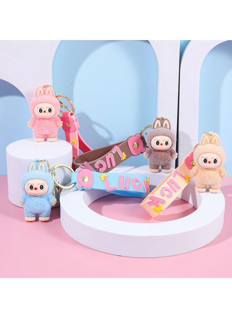 LABUBU Labubu Cartoon Doll Flocking Rag Cloth Keychain | Standing Posture School Bag Pendant/Car Keychain Birthday Gift  - Image 2