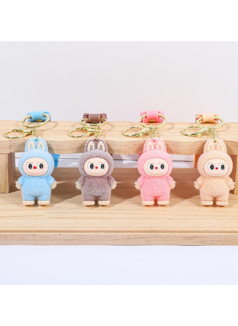 LABUBU Labubu Cartoon Doll Flocking Rag Cloth Keychain | Standing Posture School Bag Pendant/Car Keychain Birthday Gift  - Image 3