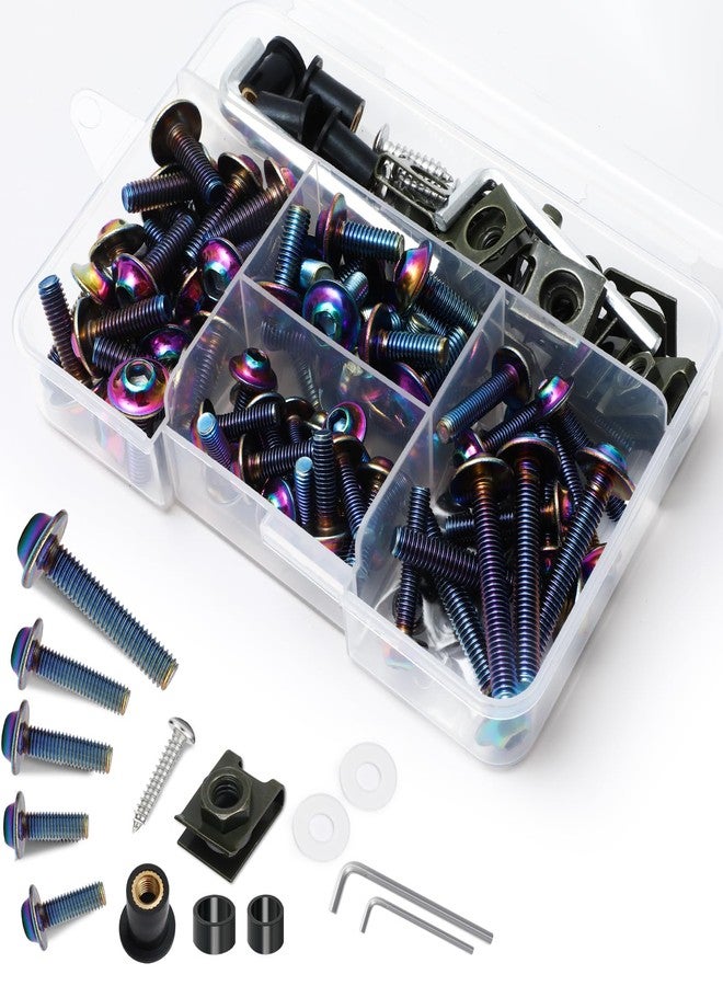 AEEAST M5 M6 Stainless Steel Motorcycle Fairing Bolts, 177Pcs Windscreen Screws Fasteners Fairing Bolts Nut Clips Kit Universal Fit For Sportbike Kawasaki Yamaha BMW Honda Suzuki Triumph - Image 1