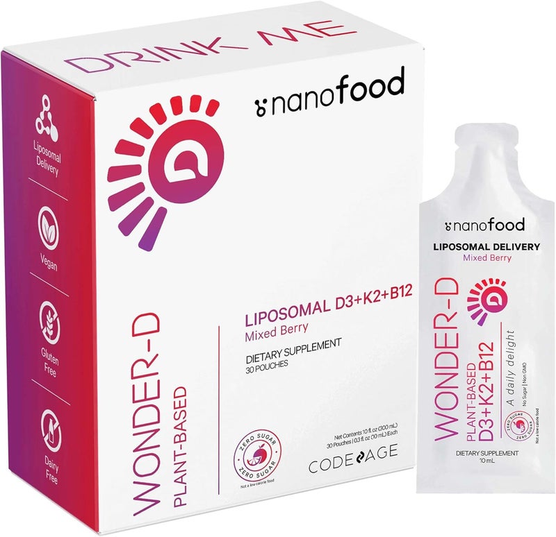 Codeage Liposomal Vitamin D3 Supplement Pouches Mixed Berry