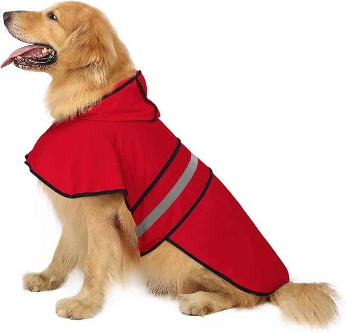 DOGGO BITE Dog Raincoat For Large Dogs | Waterproof & Windproof Reflective Dog Jacket With Hood | Adjustable Outdoor Rain Wear For Dogs |for Monsoon,Travel & Walks | Length: 18",Polyester,Red - Image 4