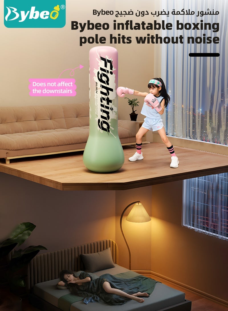 Bybeo Inflatable Kids Punching Bag, Children Boxing Bag, Freestanding Punching Bag for Kids Adults, Inflatable Boxing Bag with A Pair of Children's Boxing Gloves and Air Pump, for Practice Karate, Taekwondo, 150CM - Image 4