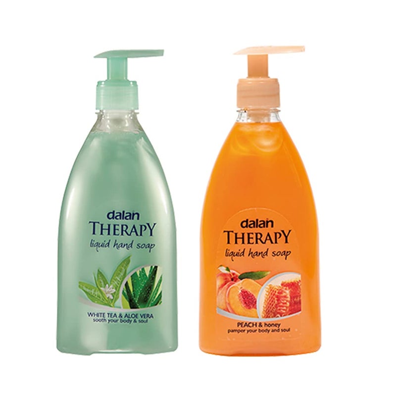 Dalan Therapy Liquid Soap COMBO ALoe Vera  White Tea 400 ml plus Peach  Honey 400 ml - Image 1