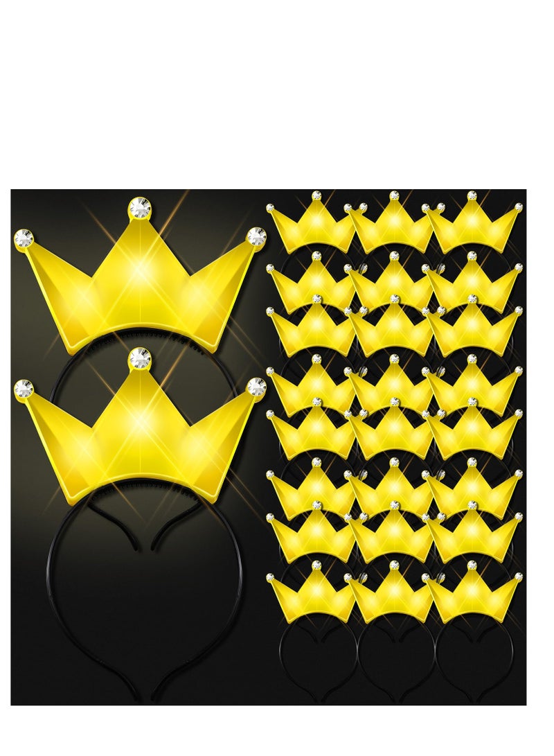 Excefore Light up Led Crown, 24 Pcs Yellow Princess Tiara Crown, Headband Tiara Flashing LED Headband, Crown Headbands For Girls, for Birthday, Festival, Concert, Party Costume Hair Accessories - Image 1
