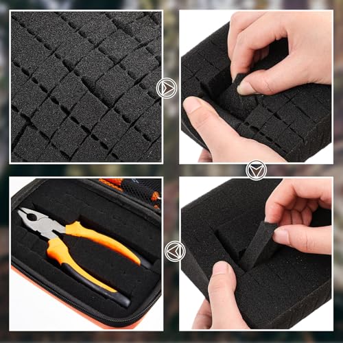 Relaxweex EVA Hard Case with Customizable Foam 11 x 7.8 x 4.3 Inch Protective EVA Carrying Case Shockproof Outdoor for Camera, Digital Products, Electronic Instruments with Knife, Orange - Image 4