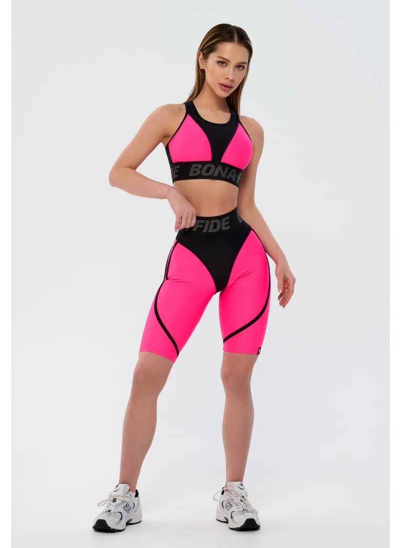 Bona Fide Cycling Extra Acid Pink Bona Fide Premium Quality High Waist Biker Shorts for Women with Push Up - Womens Shorts for Gym, Workout for Women | Best Price UAE