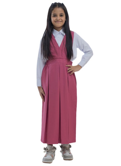 مريول وردي شيال سادة - مريول ابتدائي فاتح بقصة اكس موديل X (قطعة وحدة)