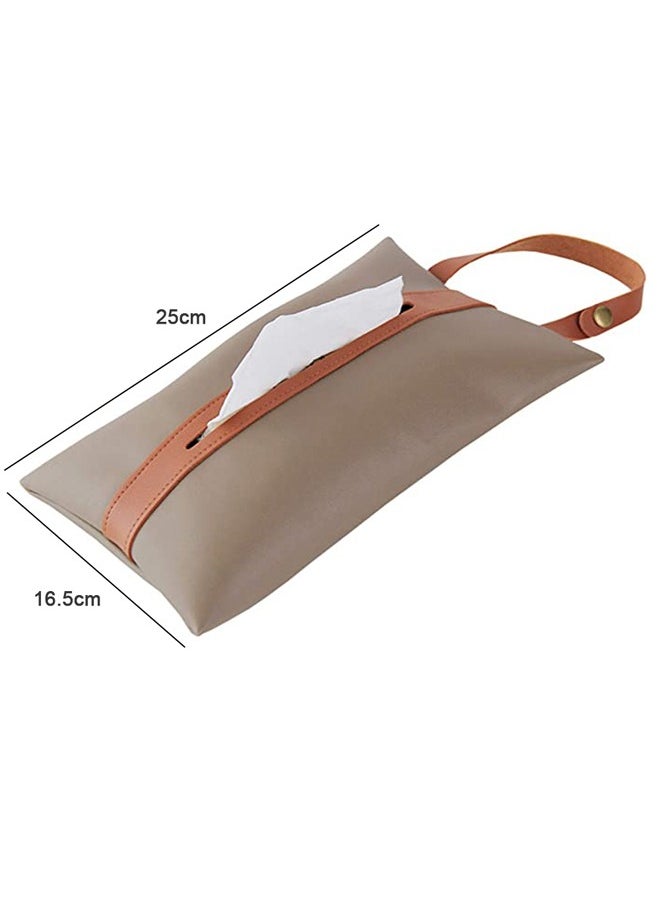 GUSGU Hanging Tissue Box PU Leather Portable Car Tissue Holder Case, Backseat Tissue Case Holder for Car Office Home Bathroom Vanity Countertops Decoration Brown  - Image 2