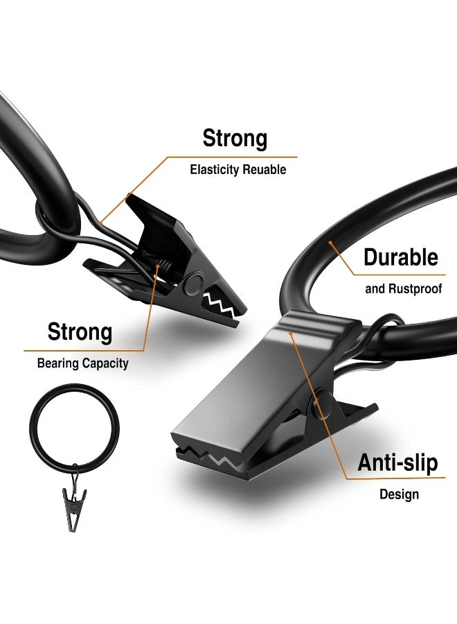 Lansian 100Pack Curtain Rings with Clips Hooks, Rustproof Metal Stainless Steel Drapery Rings, 2in Interior Diameter Curtain Hangers Clips, Fits Diameter 1.8 in Rod, Vintage Black - Image 3