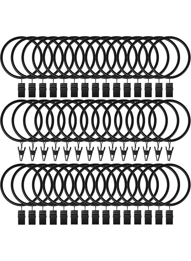Lansian 100Pack Curtain Rings with Clips Hooks, Rustproof Metal Stainless Steel Drapery Rings, 2in Interior Diameter Curtain Hangers Clips, Fits Diameter 1.8 in Rod, Vintage Black - Image 1