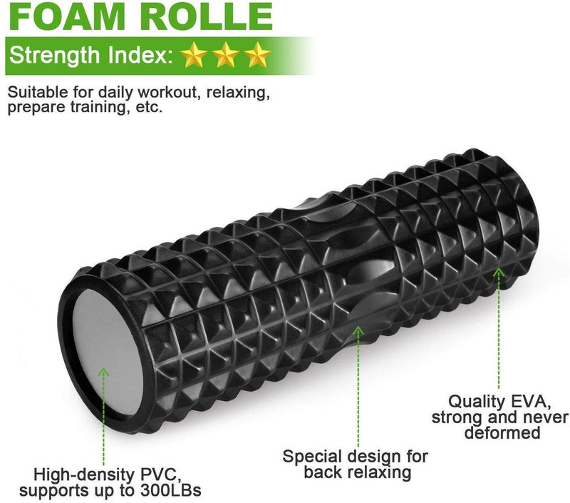 Adofys 5-in-1 18" Large Size Foam Roller Kit with Muscle Roller Stick and 2 Massage Balls, High Density for Physical Therapy, Deep Tissue Trigger, Pain Relief, Myofascial Release, Balance Exercise - Image 3