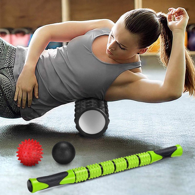 Adofys 5-in-1 18" Large Size Foam Roller Kit with Muscle Roller Stick and 2 Massage Balls, High Density for Physical Therapy, Deep Tissue Trigger, Pain Relief, Myofascial Release, Balance Exercise - Image 5