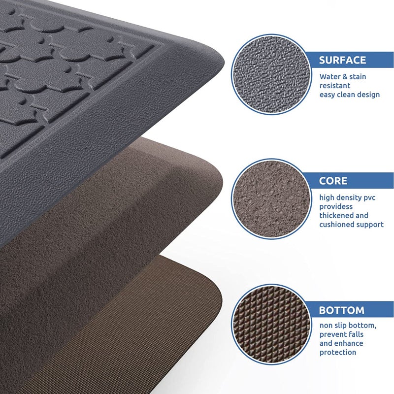 Kitchen Mat Cushioned Anti Fatigue Kitchen Rug  Waterproof Non Slip Kitchen Rugs and Mats Standing Desk Mat Comfort Floor Mats for Kitchen House Sink Office - Image 3