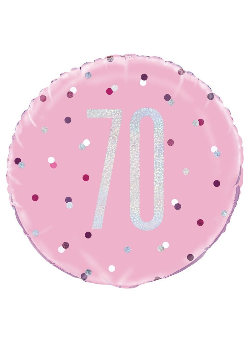 يونيك بالون من رقائق معدنية لذكرى عيد الميلاد السبعين، وردي فضي، 45 سم