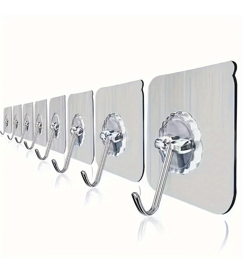 32pcs Heavy Duty Adhesive Hooks Transparent Waterproof Wall Hook Set - Image 2