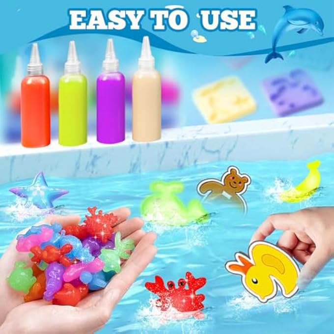 ® MAGIC WATER ELF ART CRAFT KIT, DIY WATER PET MAKING KIT WITH 4 LIQUID PIGMENT SQUEEZE BOTTLES, 6PCS CARTOON ANIMAL WATER PET MOLDS, STIRRING STICK & ACCESSORIES. - Image 5