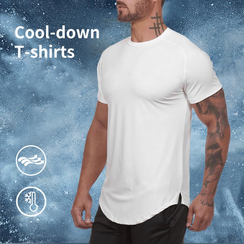 TEZO Mens Gym Workout Slim Fit Short Sleeve T-Shirt Cotton Performance Athletic Shirts Running Fitness Tee Loungewear(AGBK L) - Image 5