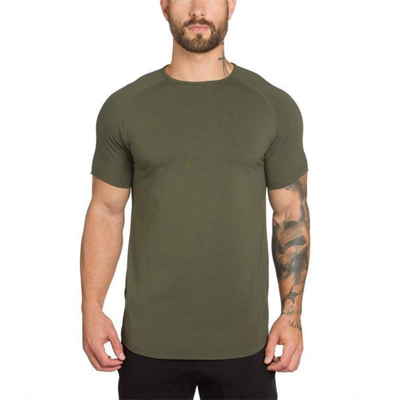TEZO Mens Gym Workout Slim Fit Short Sleeve T-Shirt Cotton Performance Athletic Shirts Running Fitness Tee Loungewear(AGBK L) - Image 2
