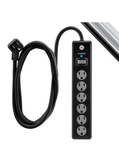 GE GE 6-Outlet Surge Protector, 15 Ft Extension Cord, Power Strip, 800 Joules, Flat Plug, Twist-to-Close Safety Covers, Protected Indicator Light, UL Listed, Black, 50767  - Image 2