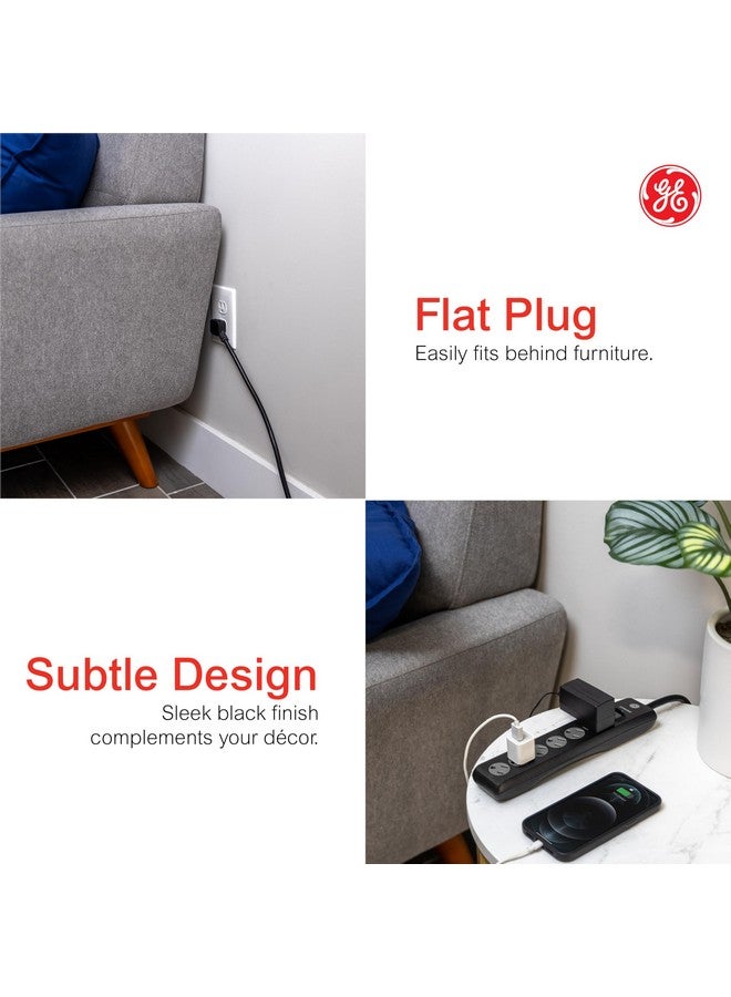 جي إي واقي التيار الزائد من GE بستة منافذ، سلك تمديد بطول 15 قدمًا، شريط طاقة، 800 جول، قابس مسطح، أغطية أمان ملتوية للإغلاق، ضوء مؤشر محمي، مُدرج في قائمة UL، أسود، 50767 - Image 4