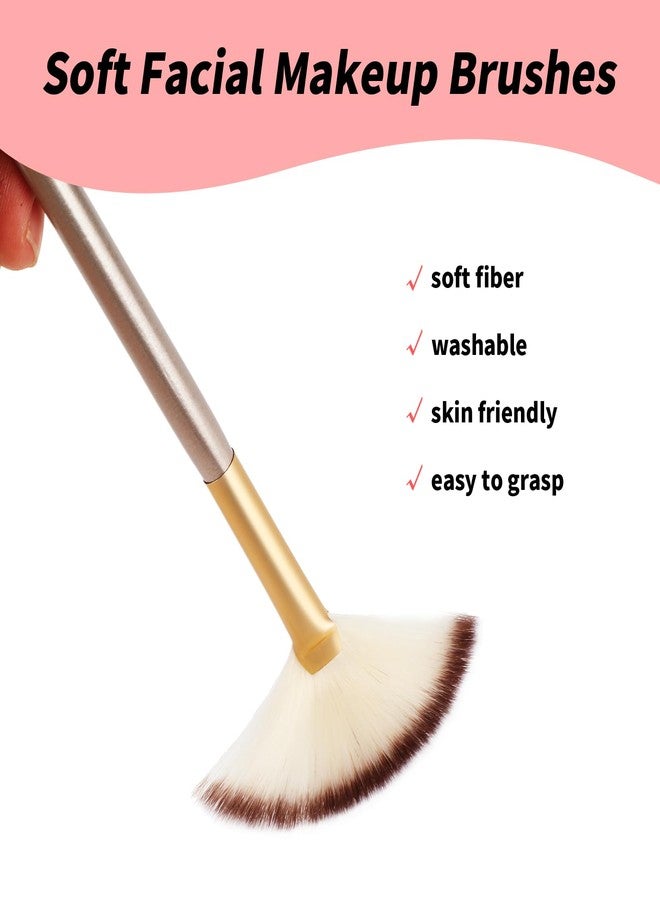 AOZUO 3Pcs Slim Soft Fan Brush, Fan Shape Makeup Brushes for Highlighter, Fluffy Packing Brush Facial Brushes Applicator for Esthetician Cosmetic Mud Cream Glycolic Peel Masques(3Pcs) - Image 5