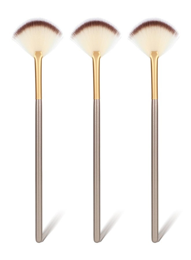 AOZUO 3Pcs Slim Soft Fan Brush, Fan Shape Makeup Brushes for Highlighter, Fluffy Packing Brush Facial Brushes Applicator for Esthetician Cosmetic Mud Cream Glycolic Peel Masques(3Pcs) - Image 1