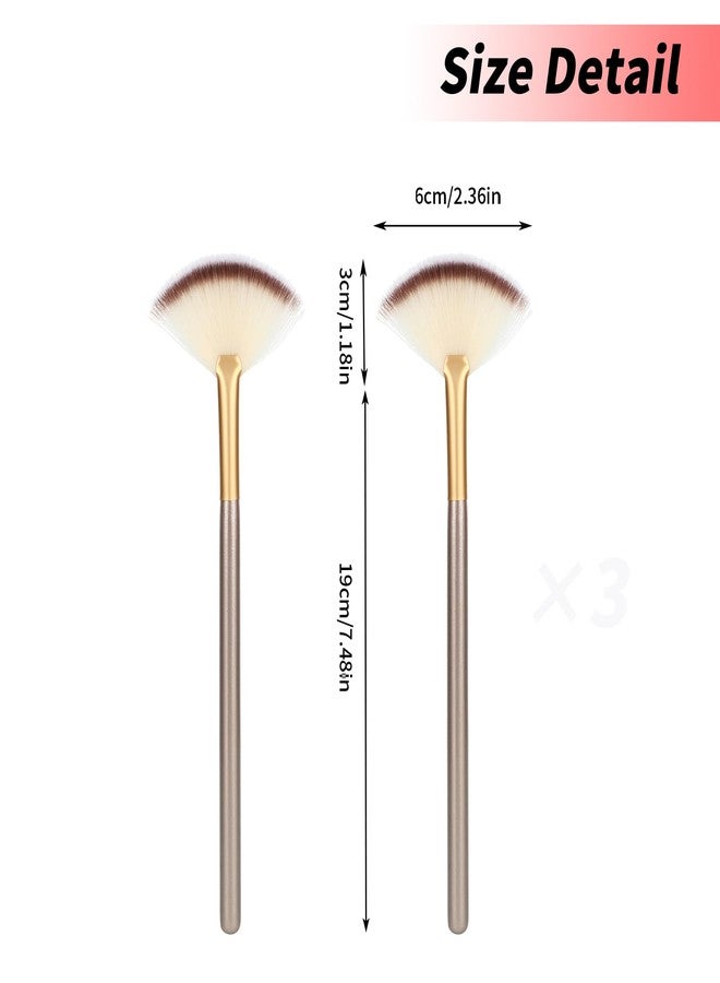 AOZUO 3Pcs Slim Soft Fan Brush, Fan Shape Makeup Brushes for Highlighter, Fluffy Packing Brush Facial Brushes Applicator for Esthetician Cosmetic Mud Cream Glycolic Peel Masques(3Pcs) - Image 3