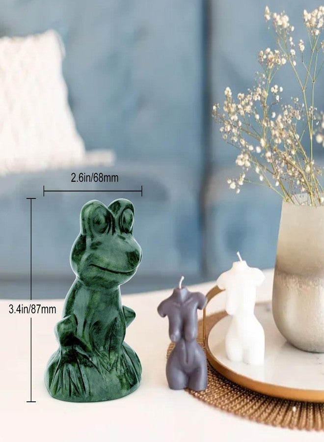 gemshan Jade Frog Statue for Home Offcice Decor Cute Jade Statue Hand-Carved Animal Figurines for Decoration - Image 2