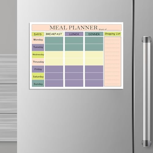Eduway Magnetic Weekly Meal Planner | for Fridge and Wardrobe | with 1 Marker | Covers All Days with Grocery Planner List | Dry Erase Whiteboard Menu Planning Calendar Sheet Pack of 1 (12 * 18 inch) - Image 2