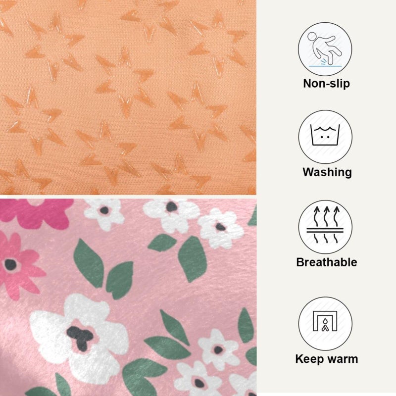Coikll Pink Floral Pet Bed Pad Soft Dog Bed Mat with Anti-Slip Bottom, Machine Washable Crate Pad Mattress for Dog Sleeping - Image 4