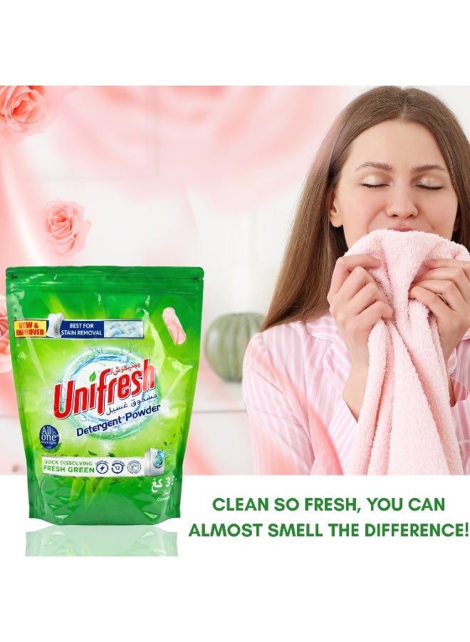 Unifresh Detergent Powder Green for Deep Cleaning & Fresh Fragrance, 3 kg - Image 4