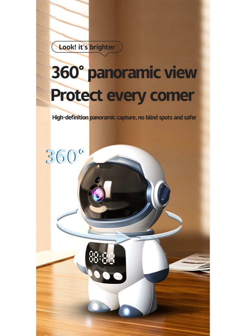 كاميرا مراقبة ذكية بانورامية 360 درجة، 1080P واي فاي داخلي مع صوت ثنائي الاتجاه ورؤية ليلية، تصميم رائد فضاء لمراقبة المنزل/الأطفال/كبار السن - Image 1